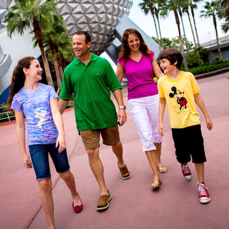 Family enjoying Epcot at Disneyworld